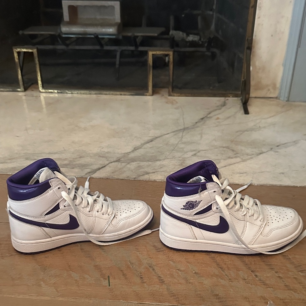 Air Jordan White and Purple Sneakers